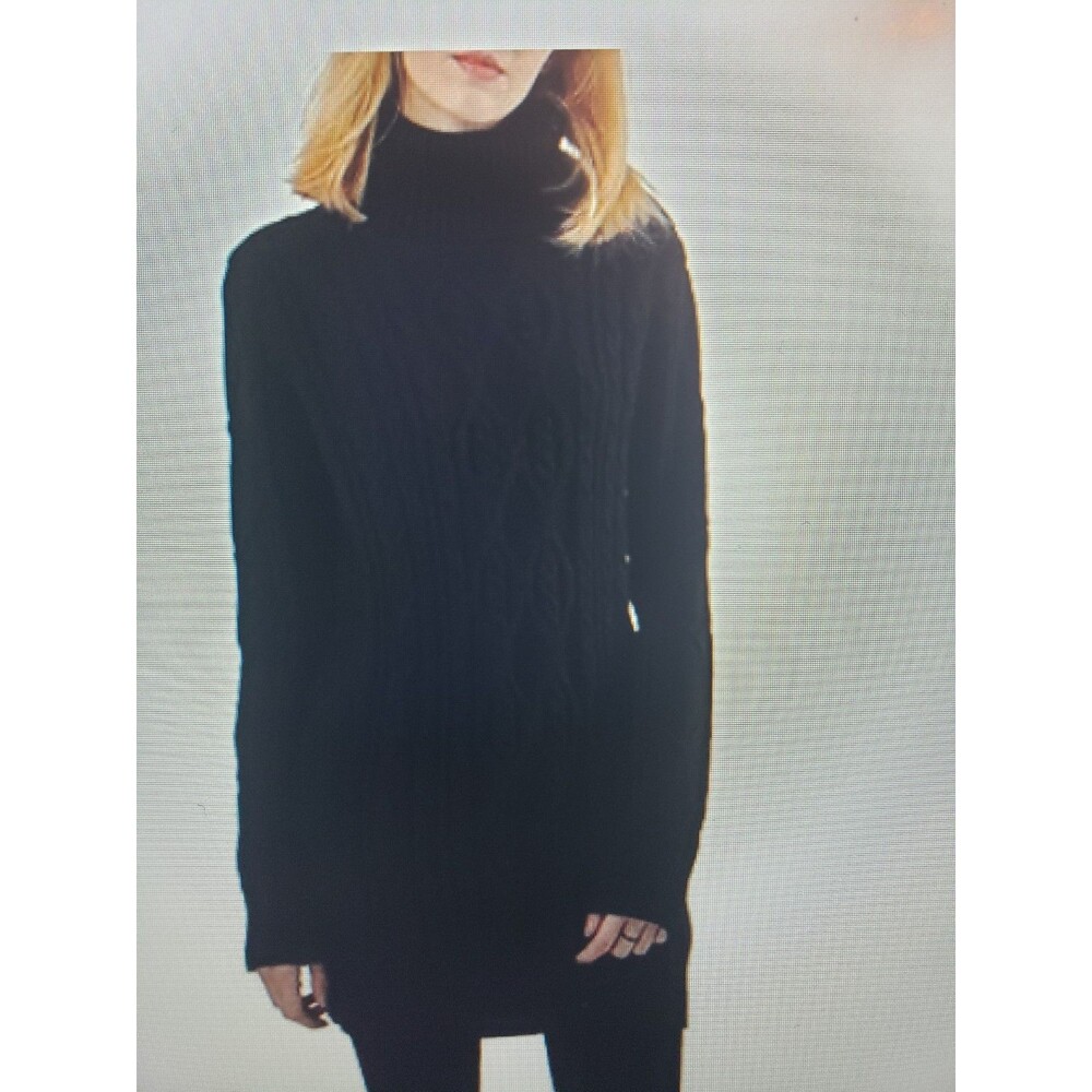 Rocorose Long Sweater Sleeve Turtleneck Pullover Stretch Cable Knit Size M NEW